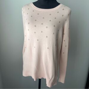 LOFT Light Pink Sweater with Gold Dotted Design - L